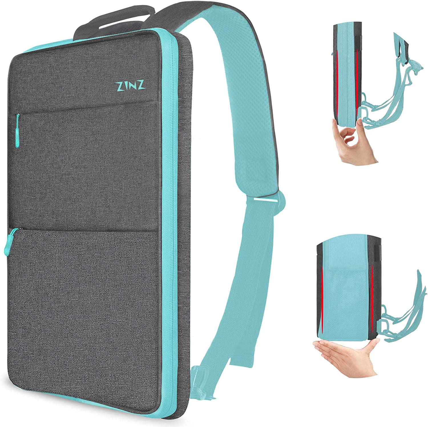 230527205343624_1 Slim & Expandable Laptop Backpack 15 15.6 16 Inch Sleeve with USB Port, Spill-Resistant Notebooks Bag Case for Most 14-16 Inch MacBooks Surface-Books Dell HP Lenovo Asus Computers, Dark Gray - Image 1